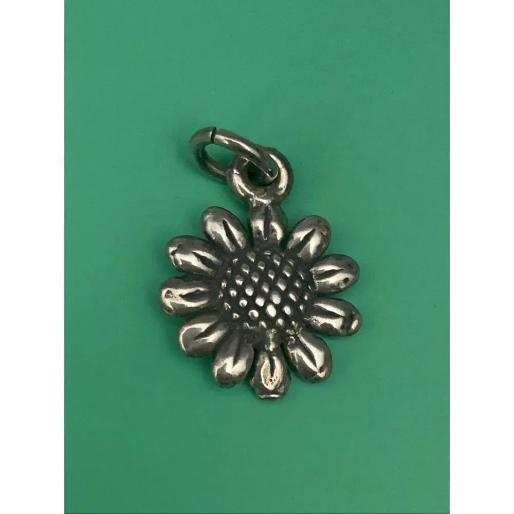 .925 Sunflower Sterling Silver Jewelry Charm #flower